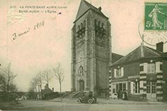 Eglise Saint-Aubin et café de la Montagne - 1914